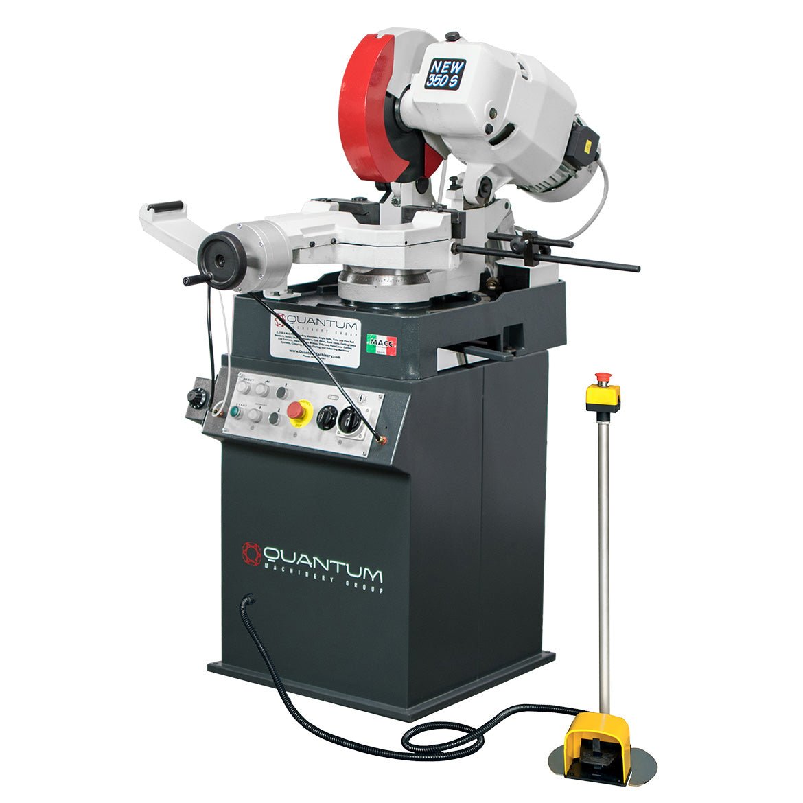 NEW 350 S: 14" Semi - Auto, Pivot - Style Cold Saw (4 - 1/4" Round Tube Capacity) - Cold Saws - Quantum Machinery Group - In Stock and Sold in the USA