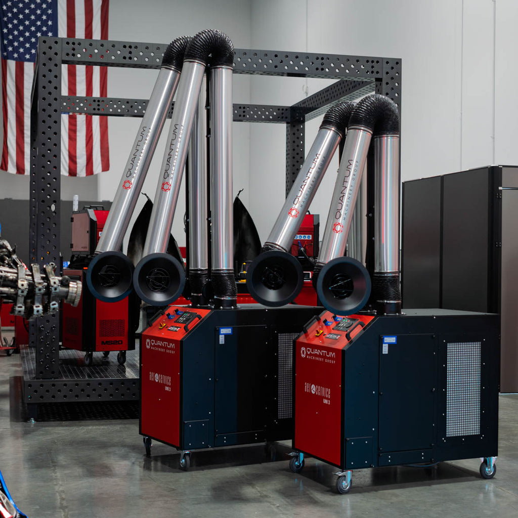 UNI 3.2.2 W3: Dual-Arm Self-Cleaning Mobile Filter Unit for Welding Fumes with 10' Flex Arms
