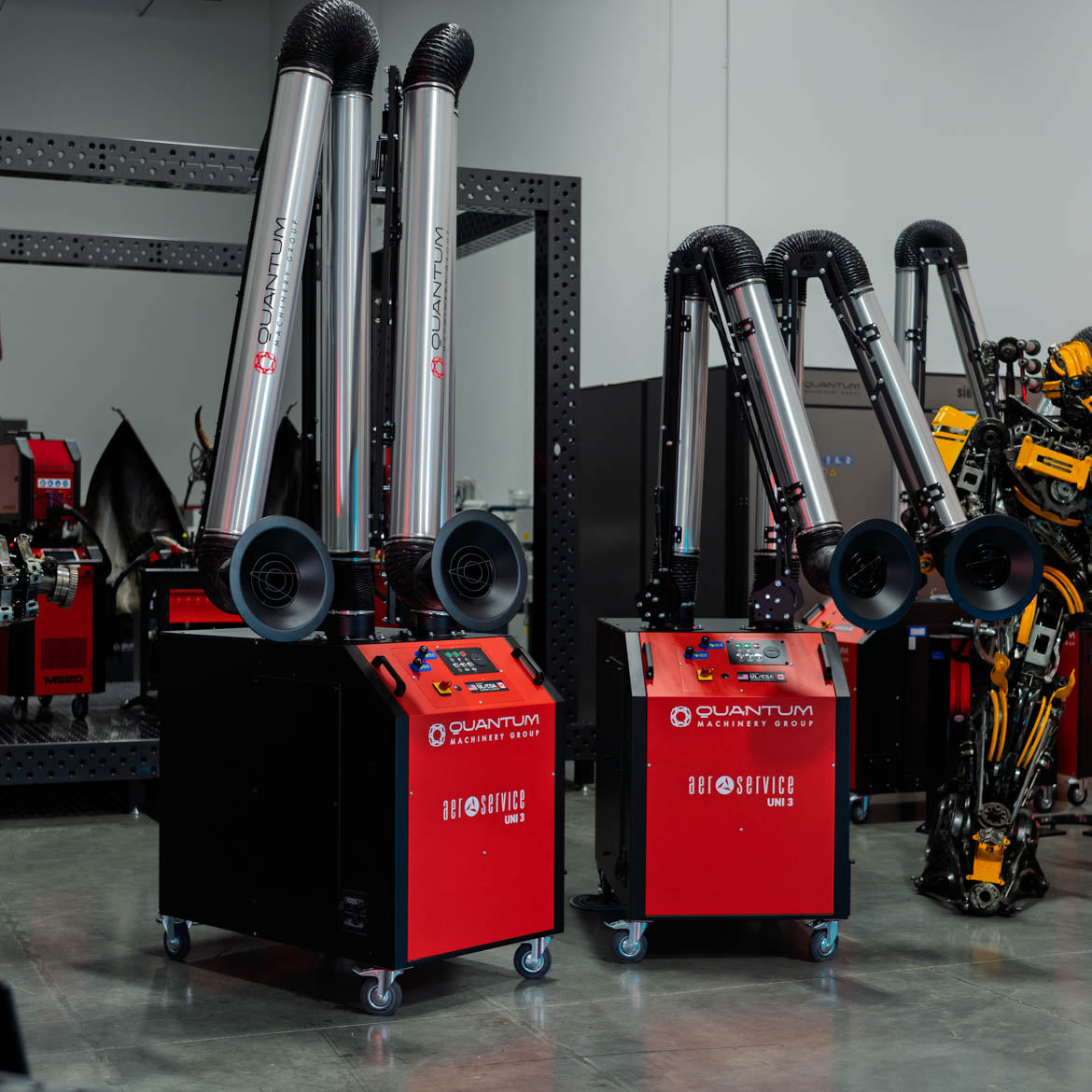 UNI 3.2.2 W3: Dual-Arm Self-Cleaning Mobile Filter Unit for Welding Fumes with 13' Aluminum Extraction Arms
