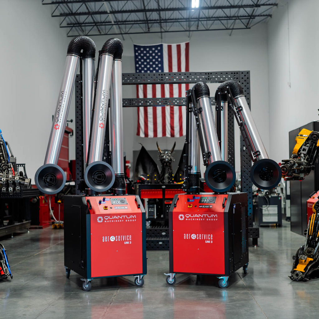UNI 3.2.2 W3: Dual-Arm Self-Cleaning Mobile Filter Unit for Welding Fumes with 10' Flex Arms