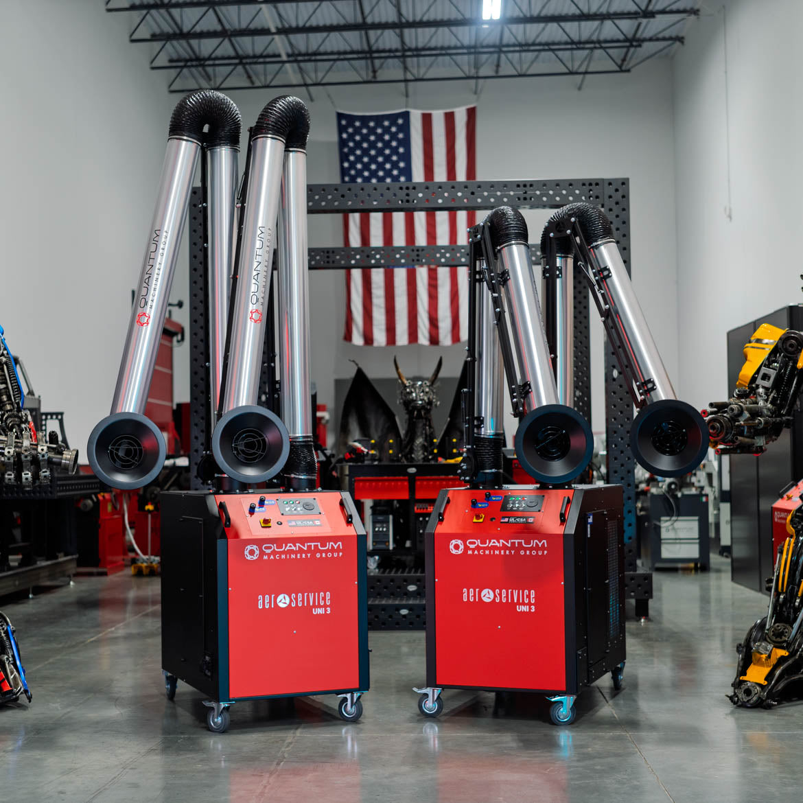 UNI 3.2.2 W3: Dual-Arm Self-Cleaning Mobile Filter Unit for Welding Fumes with 10' Flex Arms