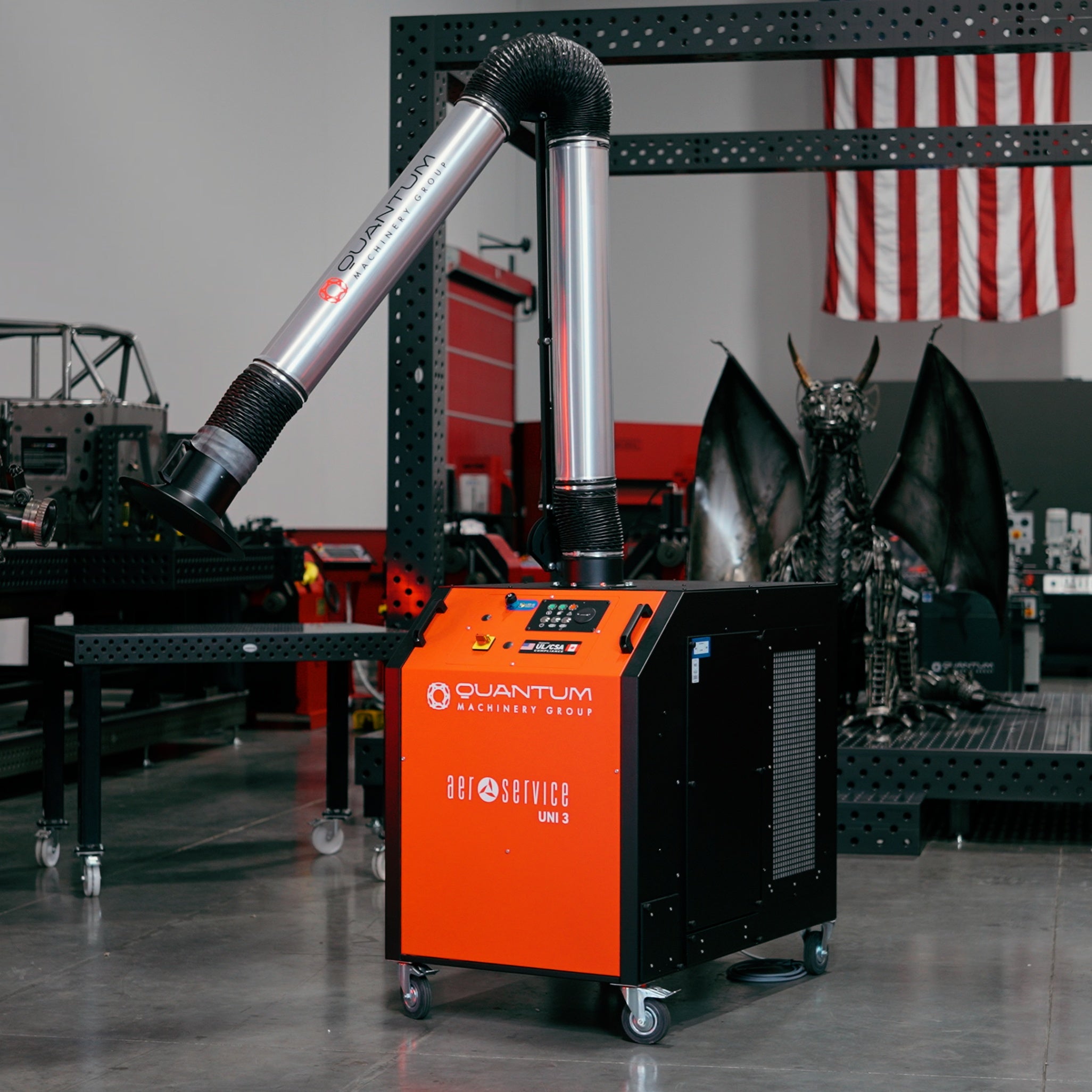 UNI 3.2.1 W3: Self-Cleaning Mobile Filter Unit for Welding Fumes with 10' Aluminum Extraction Arm