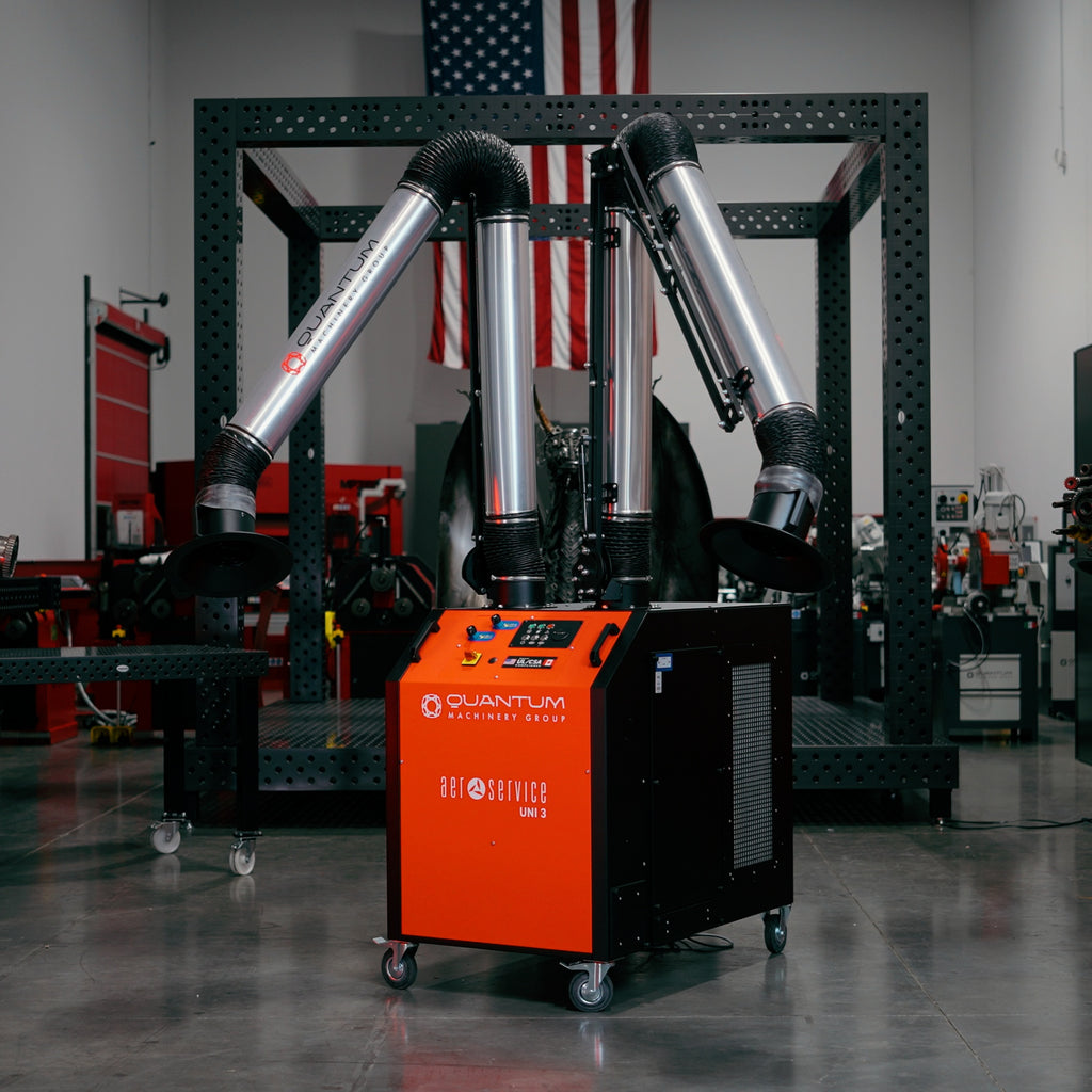 UNI 3.2.2 W3: Dual-Arm Self-Cleaning Mobile Filter Unit for Welding Fumes with 10' Flex Arms