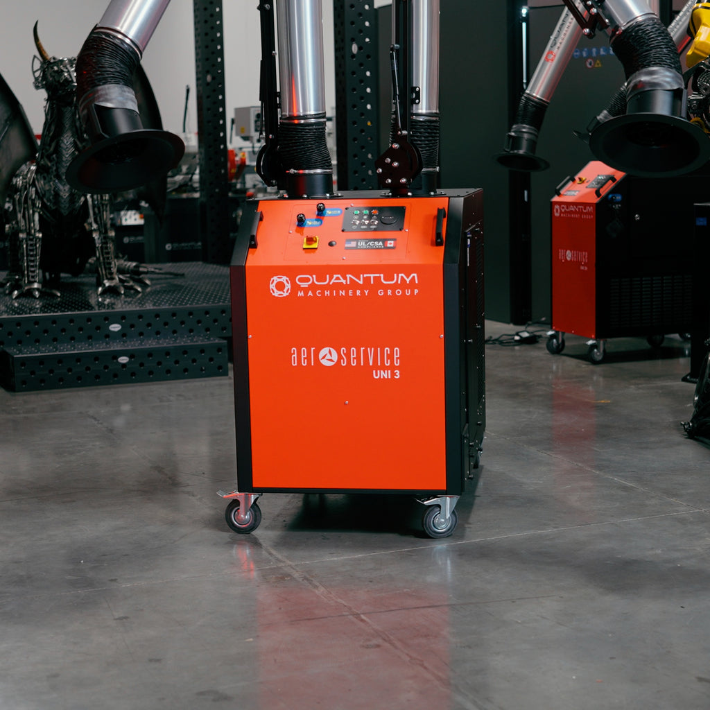 UNI 3.2.2 W3: Dual-Arm Self-Cleaning Mobile Filter Unit for Welding Fumes with 13' Aluminum Extraction Arms