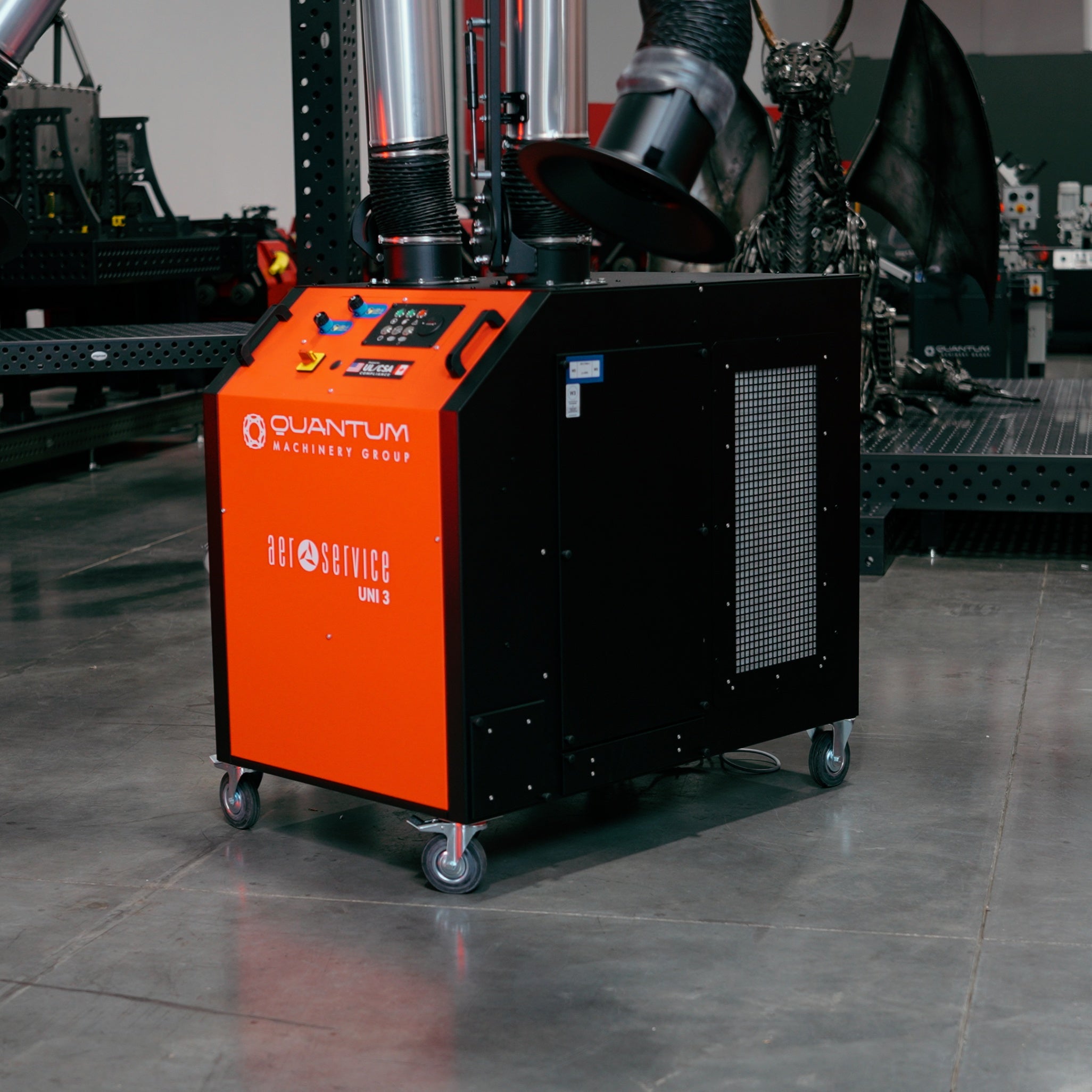UNI 3.2.2 W3: Dual-Arm Self-Cleaning Mobile Filter Unit for Welding Fumes with 10' Flex Arms