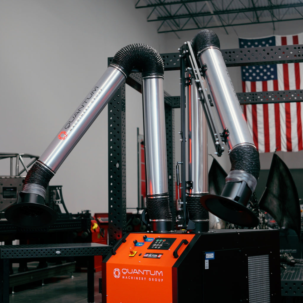 UNI 3.2.2 W3: Dual-Arm Self-Cleaning Mobile Filter Unit for Welding Fumes with 10' Flex Arms