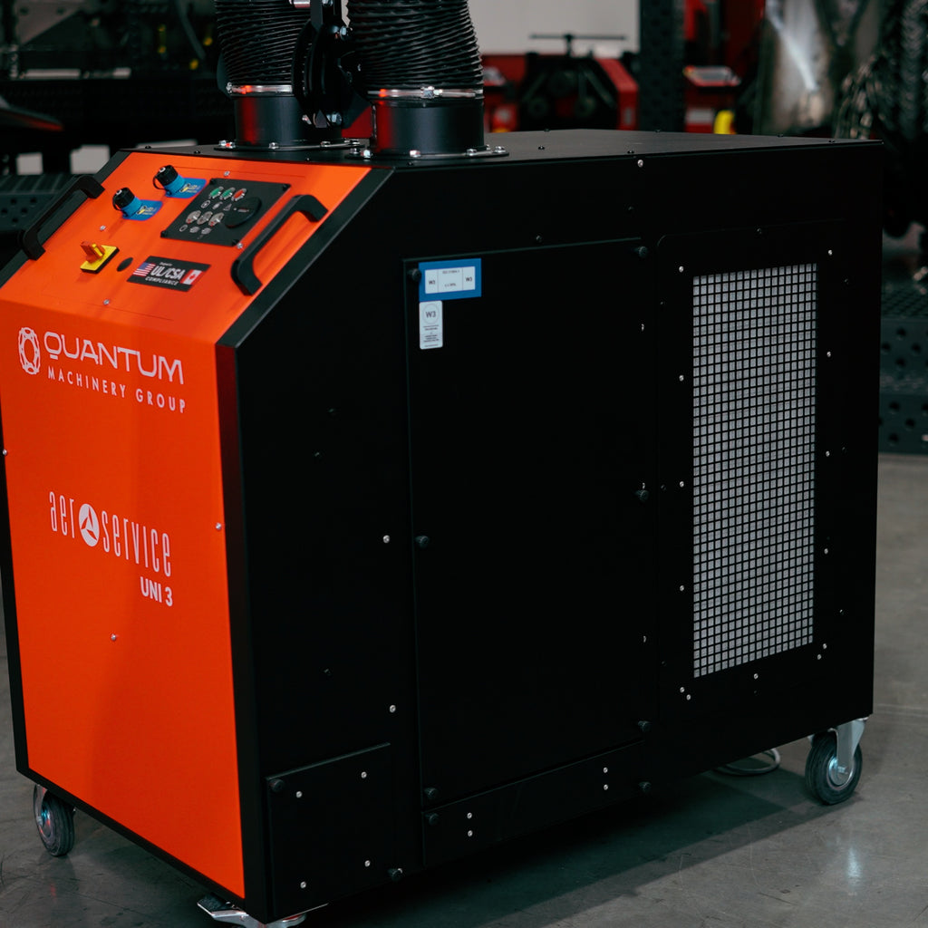 UNI 3.2.2 W3: Dual-Arm Self-Cleaning Mobile Filter Unit for Welding Fumes with 10' Flex Arms