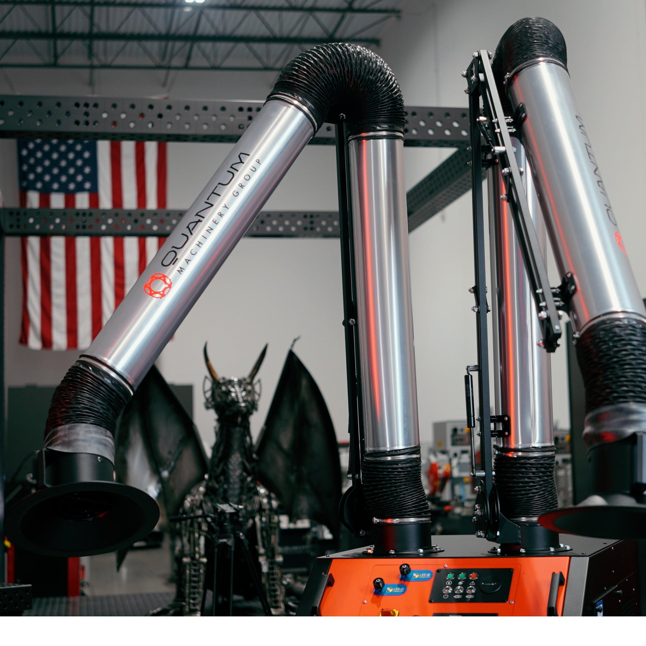 UNI 3.2.2 W3: Dual-Arm Self-Cleaning Mobile Filter Unit for Welding Fumes with 10' Flex Arms