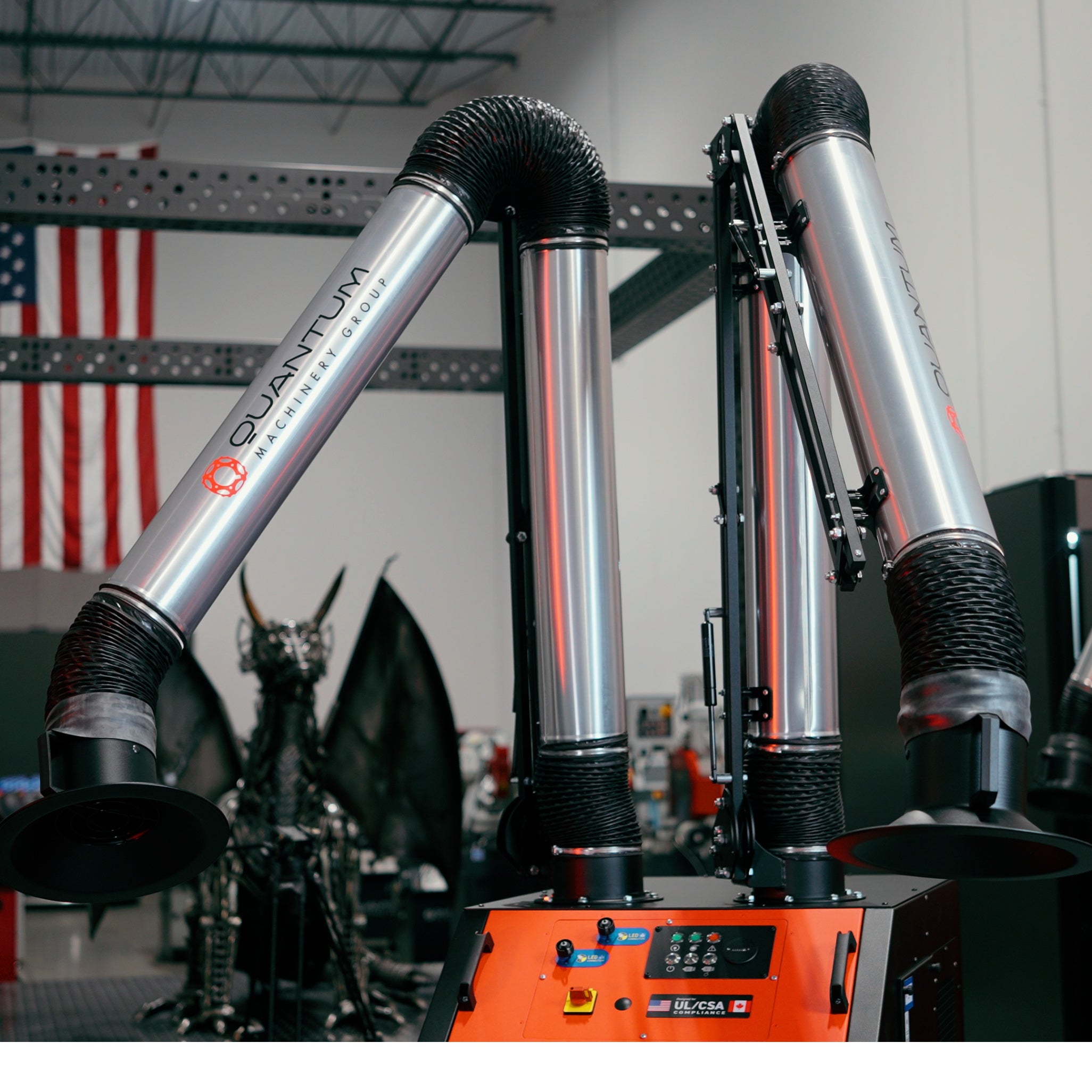 UNI 3.2.2 W3: Dual-Arm Self-Cleaning Mobile Filter Unit for Welding Fumes with 10' Flex Arms