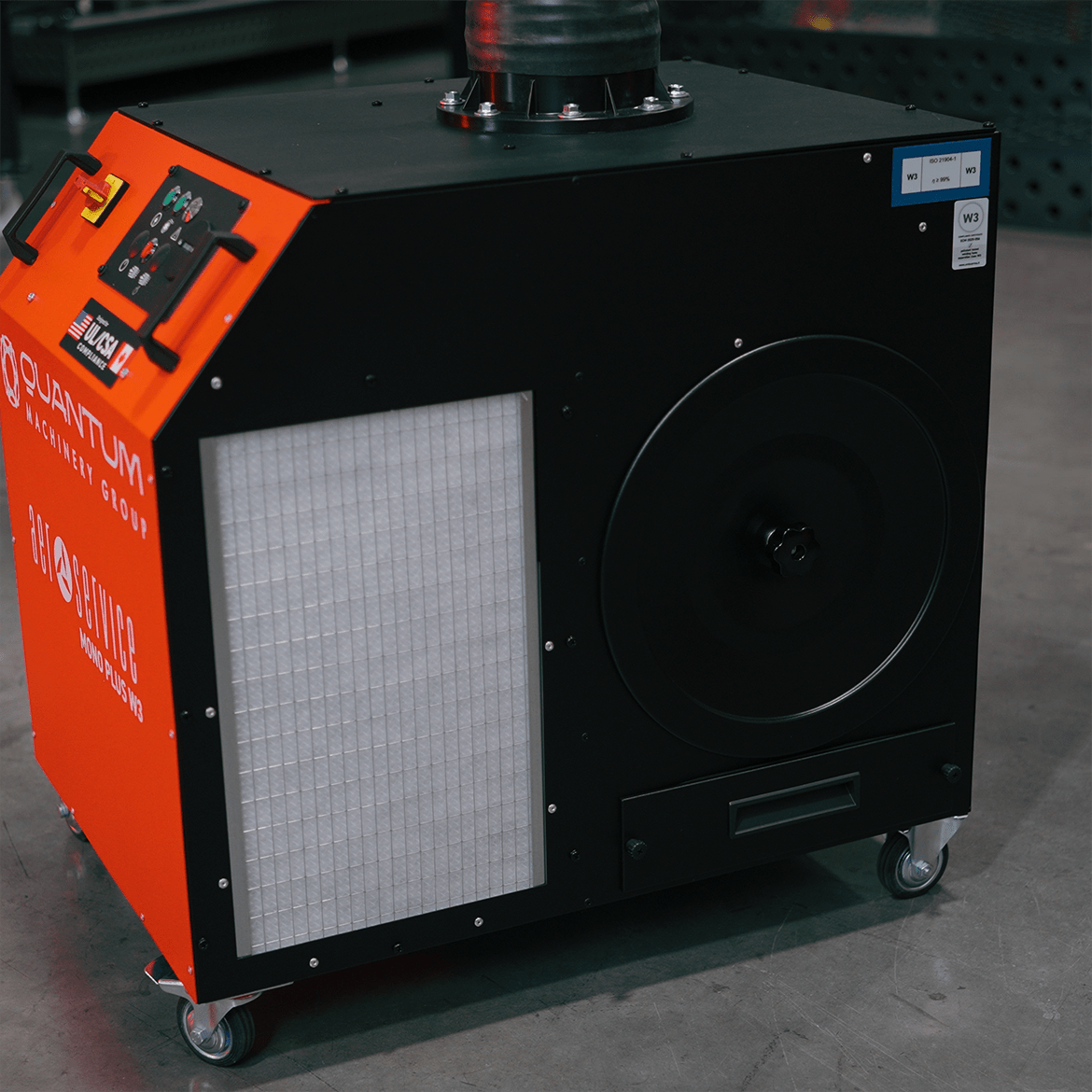 MONO PLUS W3: Mobile Filter Unit for Welding Fumes with 10' Flex Arm - Welding Fume Extraction Systems - Quantum Machinery Group - In Stock and Sold in the USA