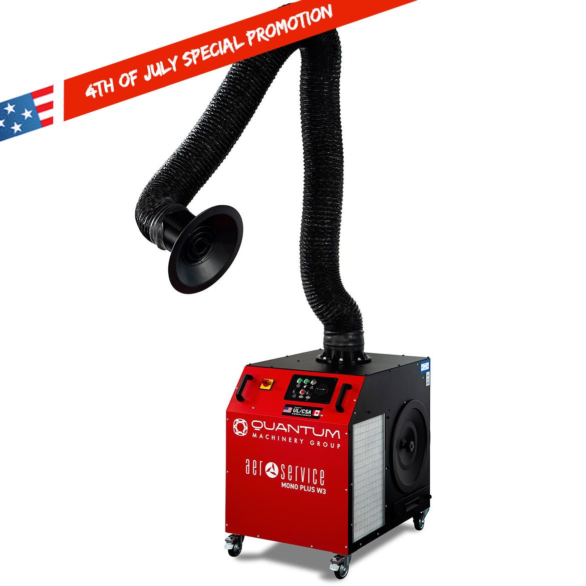 MONO PLUS W3: Mobile Filter Unit for Welding Fumes with 10' Flex Arm - Welding Fume Extraction Systems - Quantum Machinery Group - In Stock and Sold in the USA Main image