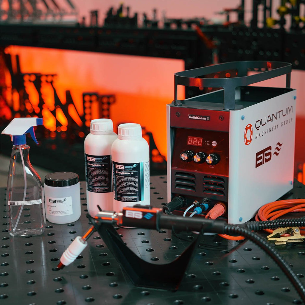 SolidClean X150 Production 100 Amp Weld Cleaning Machine with Integrated Fluid Feed - Weld Cleaning Machines - Quantum Machinery Group - In Stock and Sold in the USA