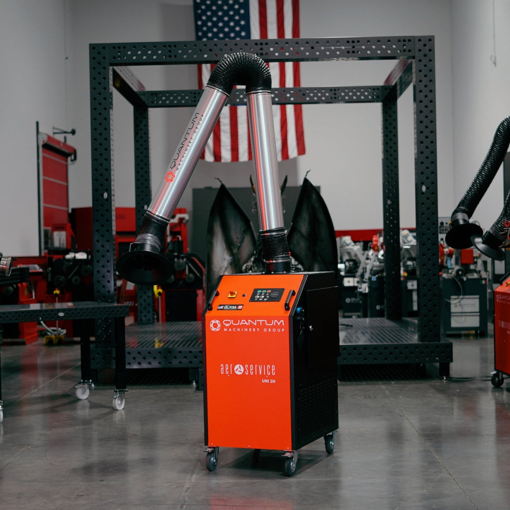 UNI 2H: Professional Mobile Welding Fume Extraction System with 10' Aluminum Extraction Arm - Welding Fume Extraction Systems - Quantum Machinery Group - In Stock and Sold in the USA