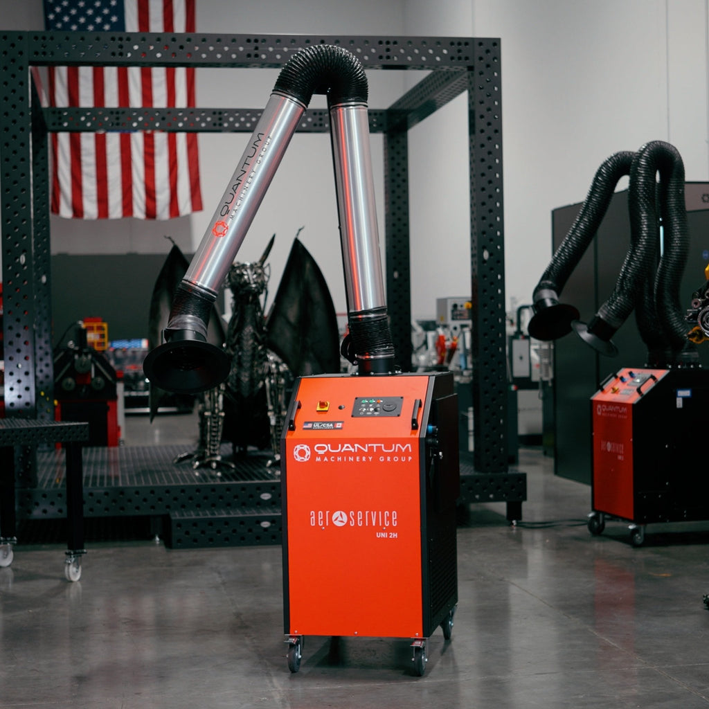UNI 2H: Professional Mobile Welding Fume Extraction System with 10' Aluminum Extraction Arm - Welding Fume Extraction Systems - Quantum Machinery Group - In Stock and Sold in the USA