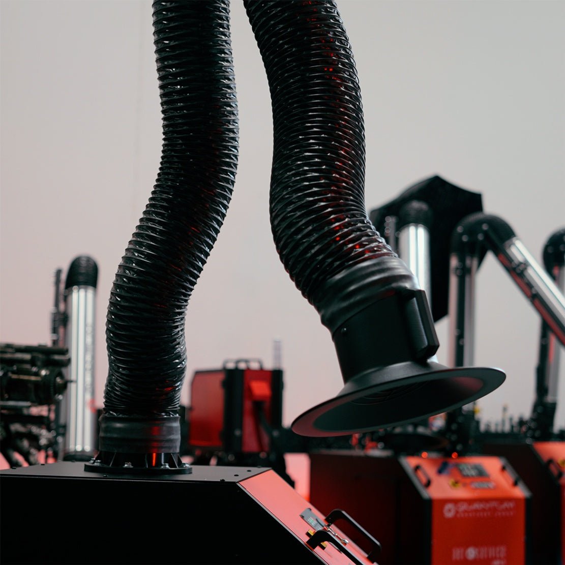 UNI 2H: Professional Mobile Welding Fume Extraction System with 10' Flex Arm - Welding Fume Extraction Systems - Quantum Machinery Group - In Stock and Sold in the USA