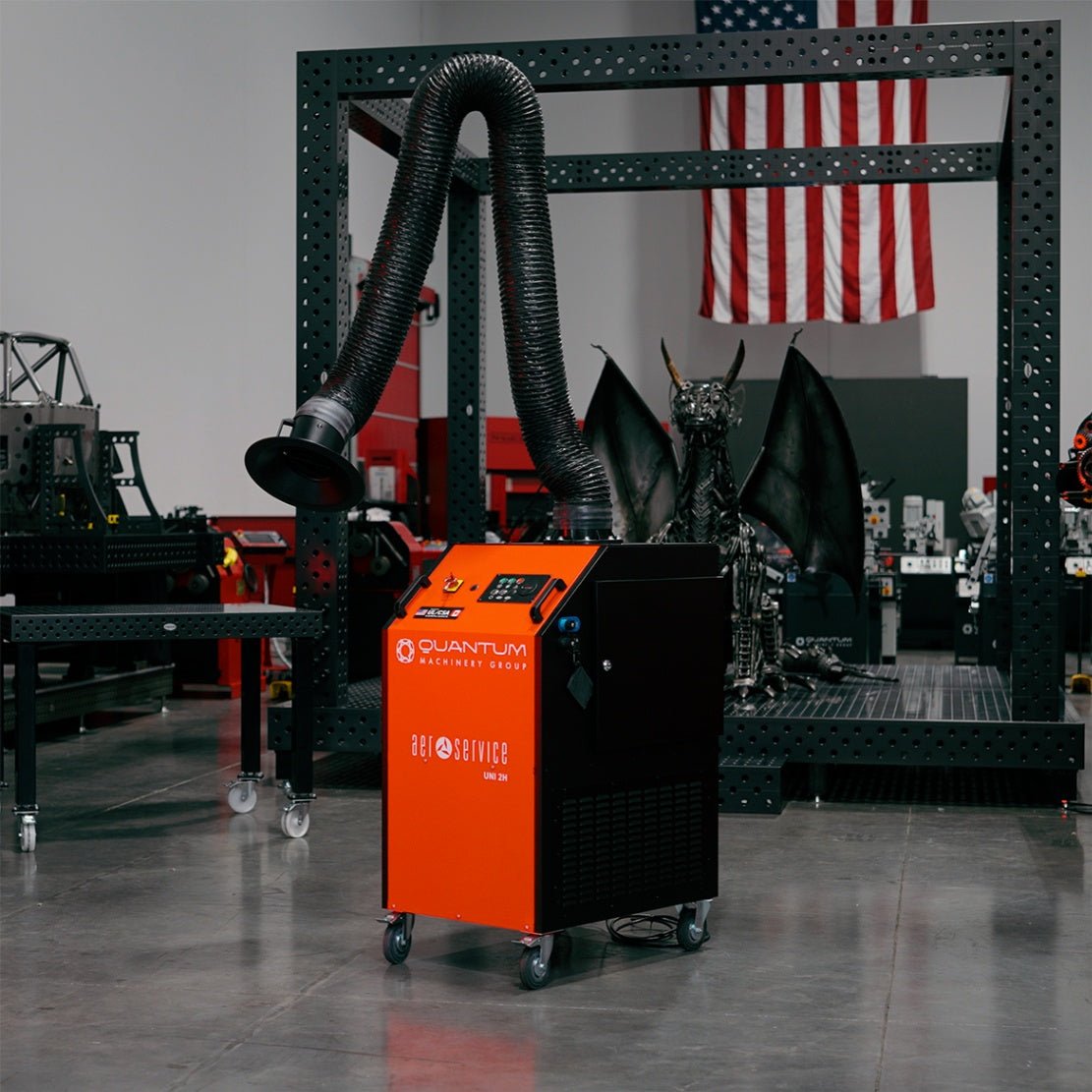UNI 2H: Professional Mobile Welding Fume Extraction System with 10' Flex Arm - Welding Fume Extraction Systems - Quantum Machinery Group - In Stock and Sold in the USA