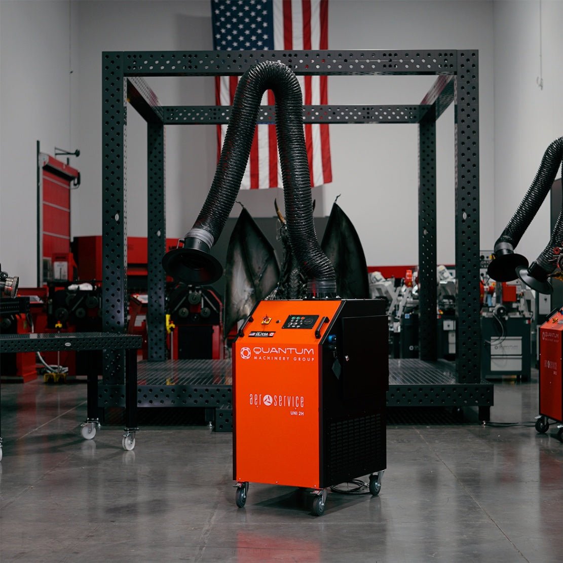 UNI 2H: Professional Mobile Welding Fume Extraction System with 10' Flex Arm - Welding Fume Extraction Systems - Quantum Machinery Group - In Stock and Sold in the USA