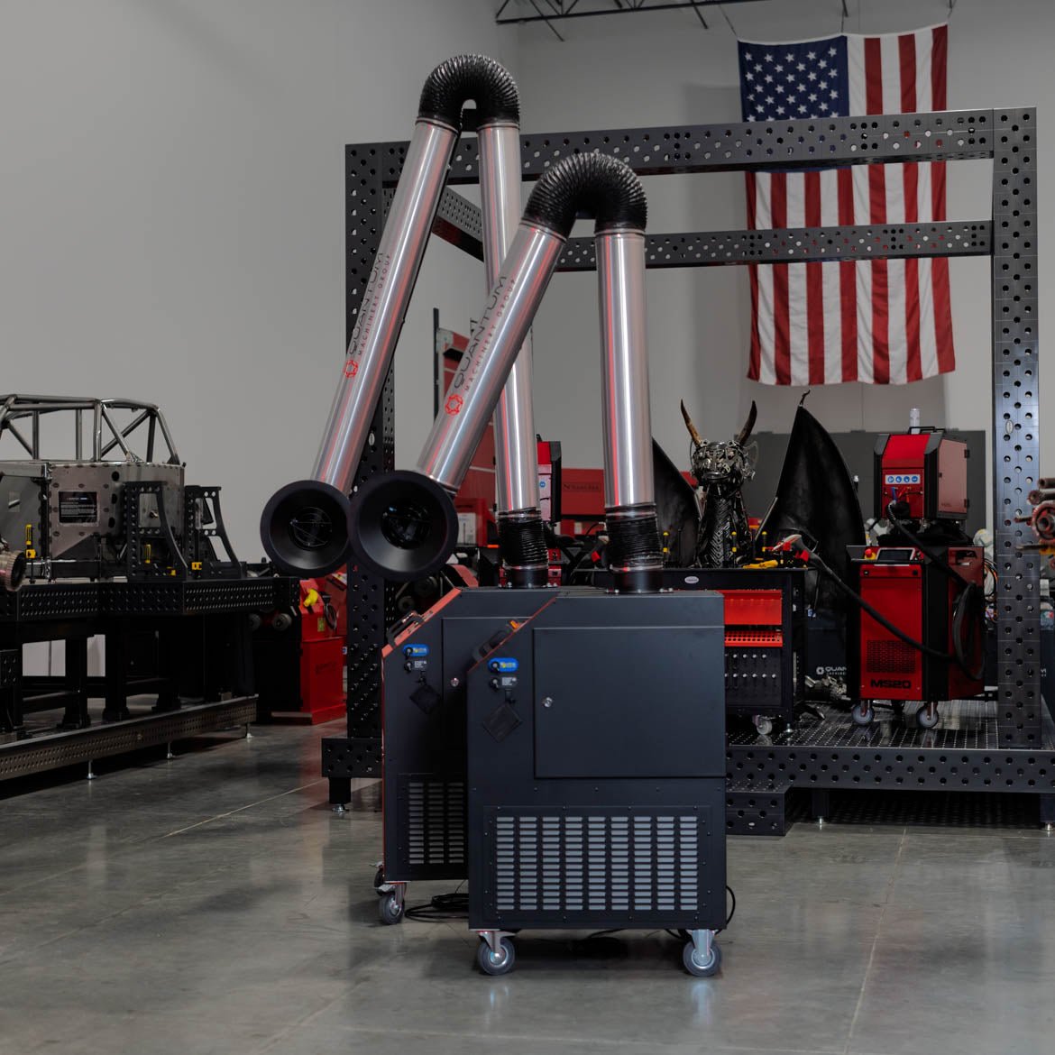 UNI 2H: Professional Mobile Welding Fume Extraction System with 13' Aluminum Extraction Arm - Welding Fume Extraction Systems - Quantum Machinery Group - In Stock and Sold in the USA