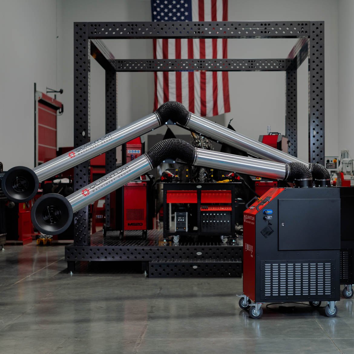 UNI 2H: Professional Mobile Welding Fume Extraction System with 13' Aluminum Extraction Arm - Welding Fume Extraction Systems - Quantum Machinery Group - In Stock and Sold in the USA