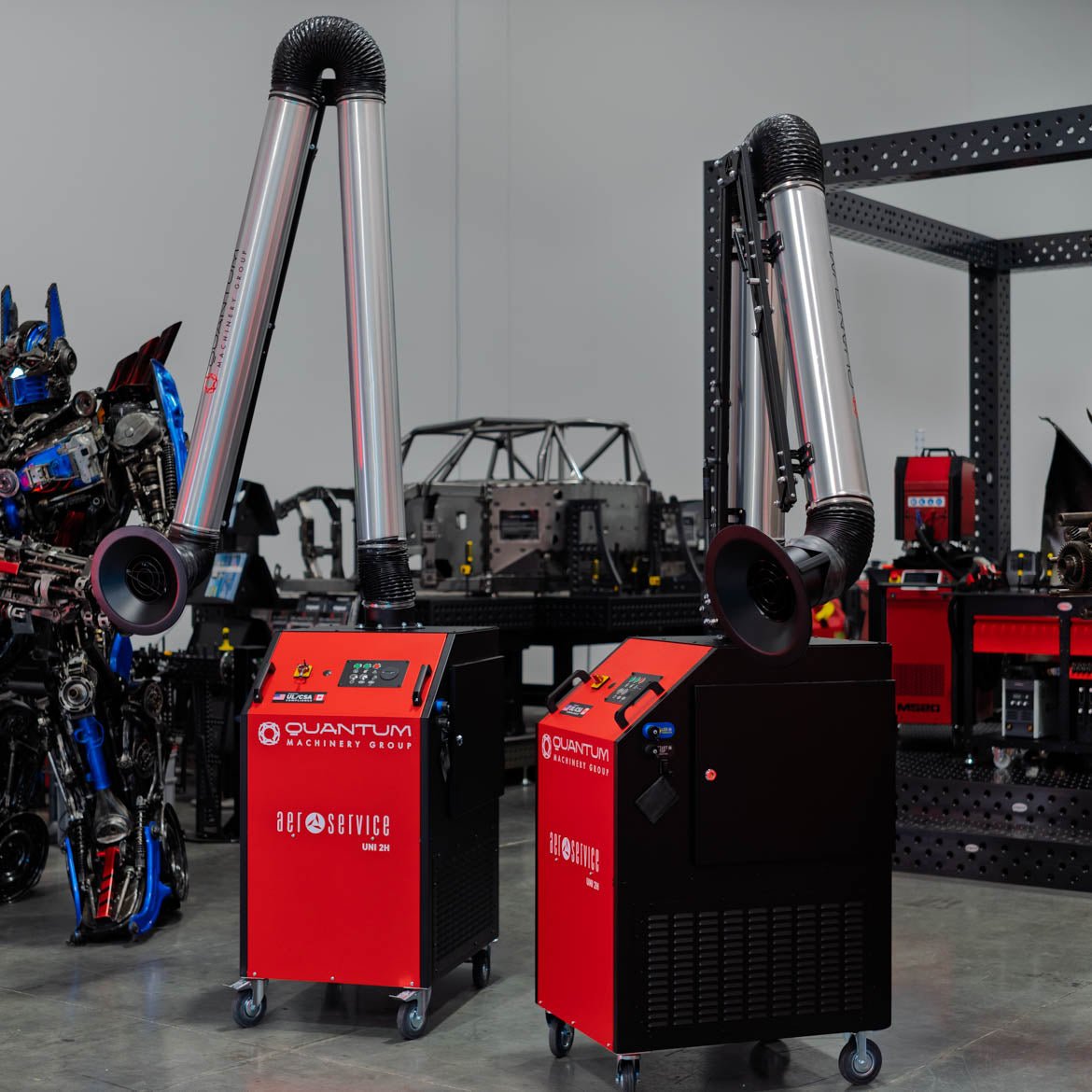 UNI 2H: Professional Mobile Welding Fume Extraction System with 13' Aluminum Extraction Arm - Welding Fume Extraction Systems - Quantum Machinery Group - In Stock and Sold in the USA