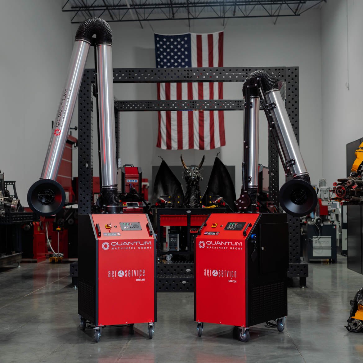 UNI 2H: Professional Mobile Welding Fume Extraction System with 13' Aluminum Extraction Arm - Welding Fume Extraction Systems - Quantum Machinery Group - In Stock and Sold in the USA